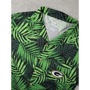 Fanatics Green Bay Packers Mens Medium Tropical Palm Button Up Shirt Green Black